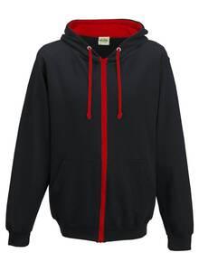 AWDis Hoods JH053 - Sweat-shirt zippé Varsity Jet Black/ Fire Red