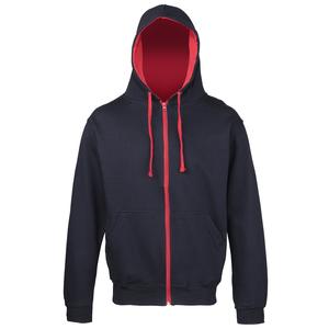 AWDis Hoods JH053 - Sweat-shirt zippé Varsity New French Navy/ Fire Red