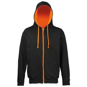 AWDis Hoods JH053 - Sweat-shirt zippé Varsity Jet Black/ Orange Crush