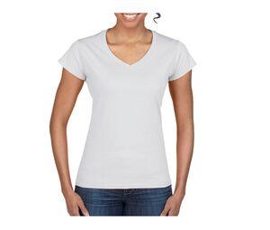 GILDAN GN647 - Ladies V-Neck T-Shirt Softstyle Blanc