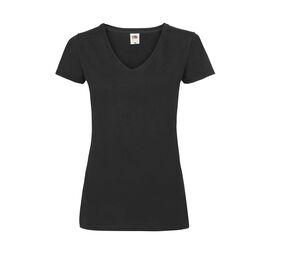FRUIT OF THE LOOM SC601 - Lady-Fit Valueweight V-Neck T Noir