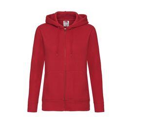 FRUIT OF THE LOOM SC375 - Capuche Grand Zip Femme Rouge