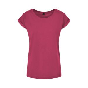 Build Your Brand BY021 - T-shirt à épaules étendues pour dames Hibiskus Pink