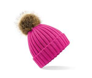 BEECHFIELD BF412 - Bonnet grosse maille Pop Pom Fuchsia