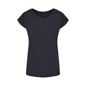 Build Your Brand BY021 - T-shirt à épaules étendues pour dames Navy