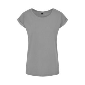Build Your Brand BY021 - T-shirt à épaules étendues pour dames Heather Grey