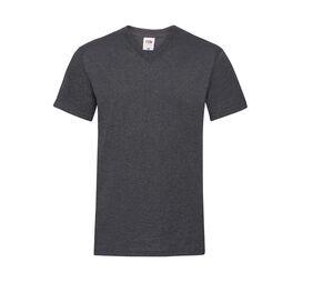 Fruit of the Loom SC234 - Tee Shirt col V Homme Valueweight Gris Foncé Chiné