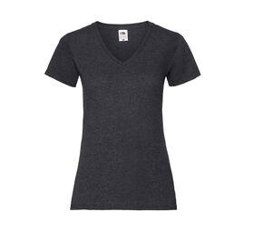FRUIT OF THE LOOM SC601 - Lady-Fit Valueweight V-Neck T Gris Foncé Chiné