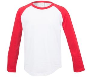 SF Mini SM271 - T-shirt baseball manches longues enfant Blanc/Rouge