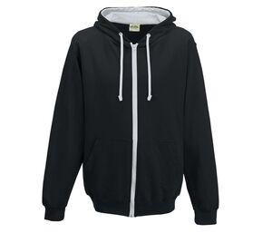 AWDIS JH053 - Sweat capuche zippé contrasté Jet Black / Heather Grey