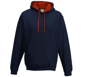 AWDIS JH003 - Sweat capuche contrastée New French Navy / Fire Red