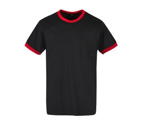 BUILD YOUR BRAND BYB022 - Tee-shirt bords côte contrastés black/city red